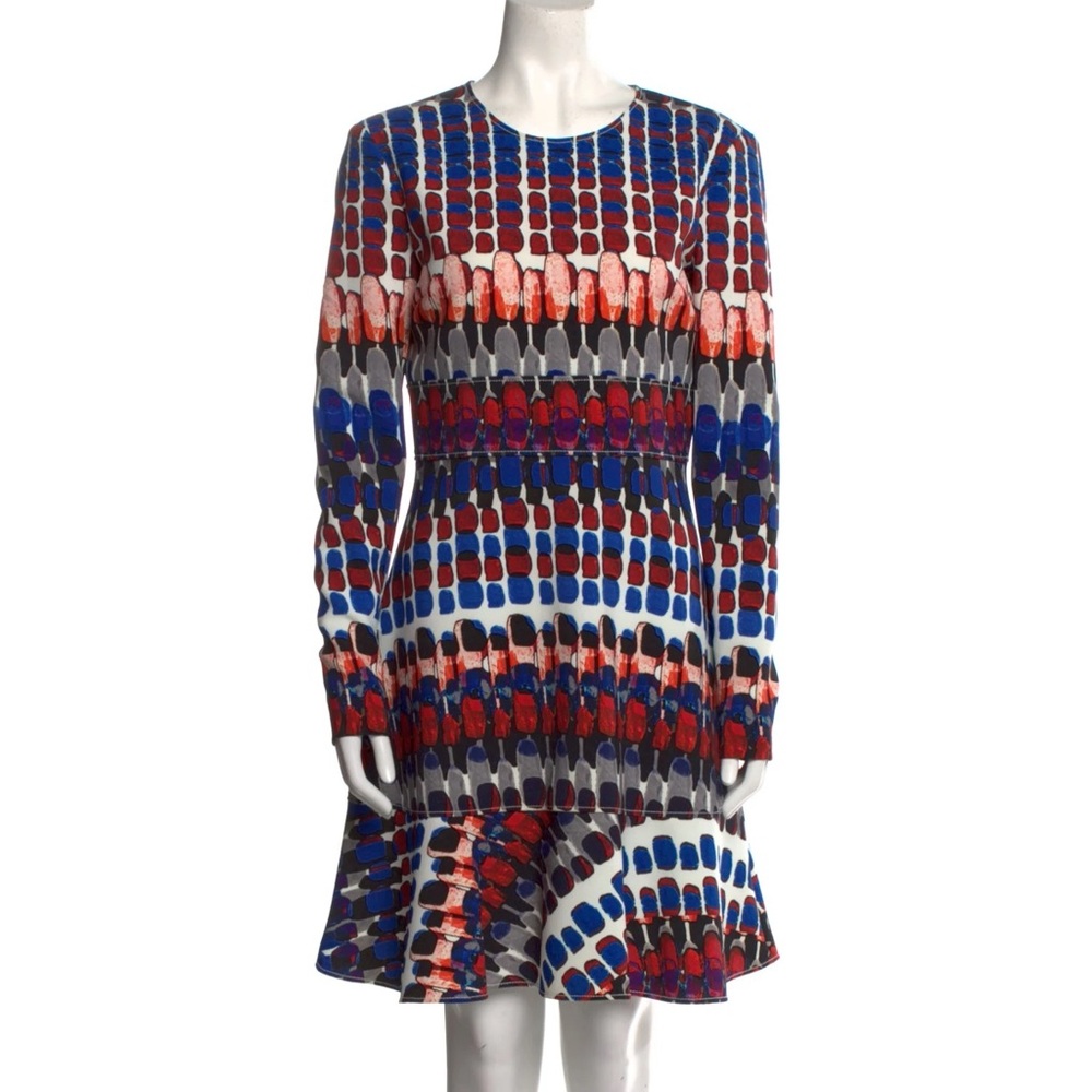 AQUILANO RIMONDI Printed Long Sleeve Swing Mini Cocktail Dress \\ 40 (US 4)